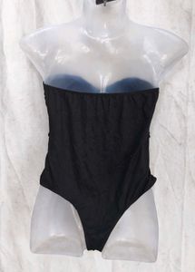 Chic Black Ruched Strapless One-Piece Swimsuit