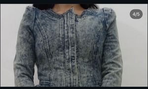 Washed Denim Peplum Jacket
