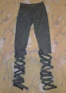 SHEIN Light Grey Criss Cross Tie Leggings