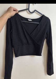 Urbanic Black V Neck Long Sleeve Top