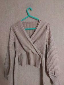 Ribbed Wrap Crop Top