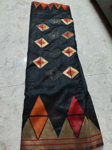 Black Saree with Geometric Print