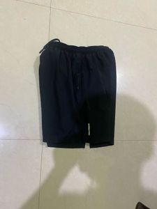 Black Double Layered Athletic Shorts for Running