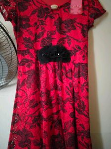 Stunning Red & Black Floral Dress