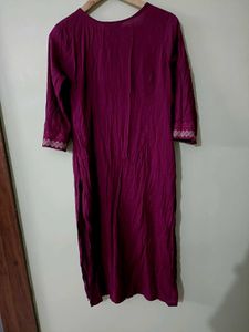 Violet Embroidered Thread Work Kurta