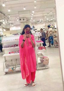 Vibrant Pink Kurta Set with Embellishments