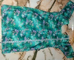 Teal Floral Print Kurta with Dhoti Pants