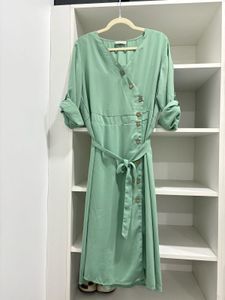 Mint Green Button-Up Dress