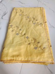 Beautiful Yellow Embroidered Saree