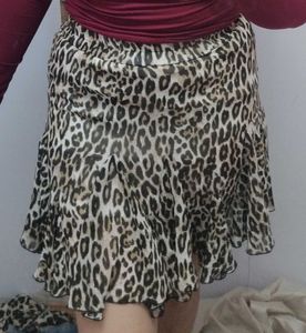 Leopard Print Ruffle Mini Skirt
