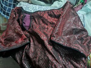 Sparkling Red Maroon &amp; Black Sequin Kurta