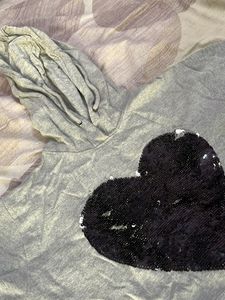 a grey sweatshirt