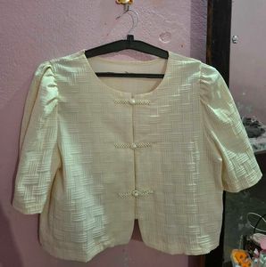 Elegant Pearl Detail Puff Sleeve Top