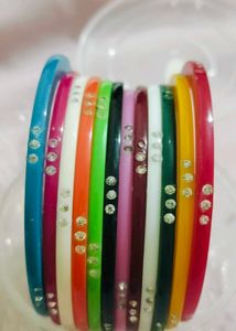 Colorful Stackable Bangles with Rhinestones