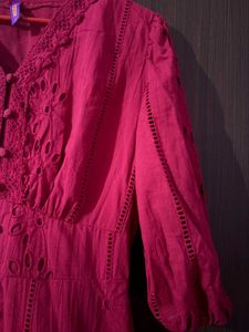 pink embroidery dress