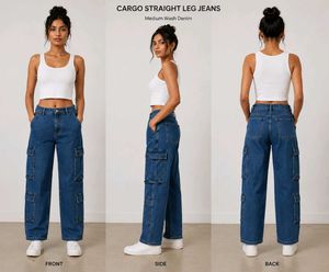Blue Denim Cargo Pants
