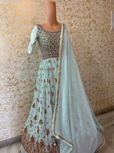 Stunning Pastel Green Embroidered Lehenga Choli
