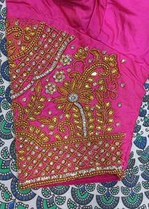 Vibrant Pink Bridal maggam work Blouse