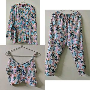 3-Piece Floral Print Co-ord Set With Earrings