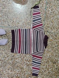 Striped Knit Zip-Up Sweater
