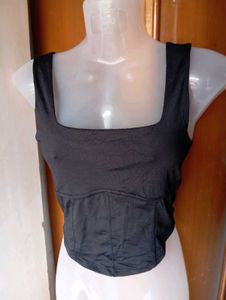Black Corset Style Crop Top