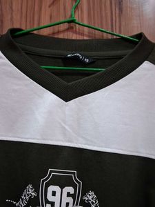 Green &amp; White Crop Sweatshirt