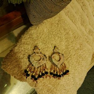 Stunning Black &amp; Gold Chandelier Earrings[handmade