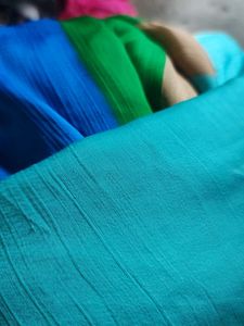 Beautiful Blue Saree with Striped Border