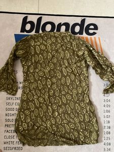 Olive Green Eye Print Kurta