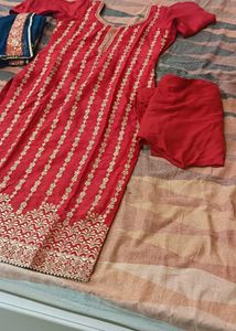 Beautiful Red &amp; Gold Kurta Set
