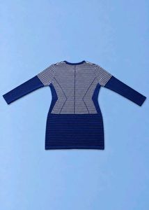 NAVY BLUE AND WHITE STRIPED BODYCON DRESS
