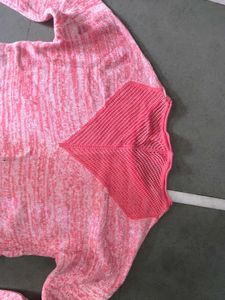 Pink &amp; White Marled Knit Top
