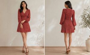 shein date dress - Red animal Floral Print