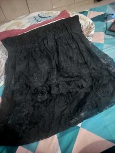 Black Floral Mini Skirt