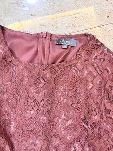 Korean Mauve Lace Fit &amp; Flare Dress
