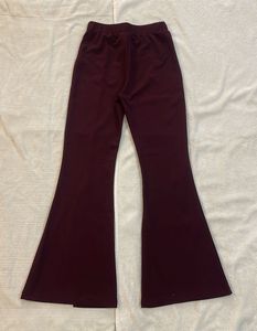 Women Burgundy Bootcut Trousers with Slit