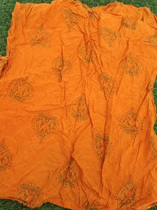 Orange Embroidered Ethnic Tunic Top short