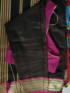 Elegant Striped Saree with full sleeves blouse