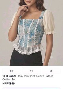 Vintage Floral Puff Sleeve Top