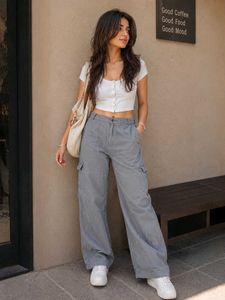 Korean Stylish Grey Cargo Pants for Women