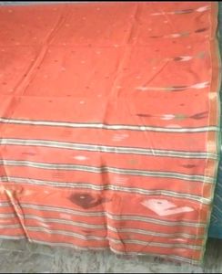 NEW thread work Orange golden saree with fall
