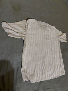 Sheer Striped Short Sleeve Top