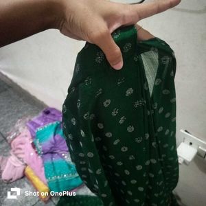 Elegant Emerald Green Saree with Silver.  special