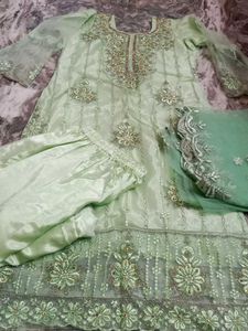 Mint Green Embroidered Shalwar Kameez