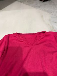 Hot Pink Cropped Long Sleeve Top