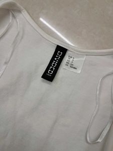 H&amp;M White Square Neck Long Sleeve Top