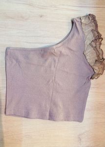 Cute One-Shoulder Top with Ruffle Detail