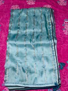 Tissue Blue  Saree with Gold Accents