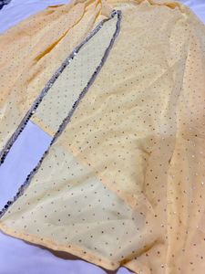 Elegant Yellow Ethnic Gown with cape and padded