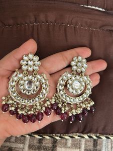 Elegant Kundan Chandbali Earrings